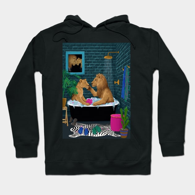 Lions in the bath and in love Hoodie by argiropulo